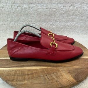 Jeffrey Campbell Velviteen RUBY RED Leather Slip On Horsebit Loafer SZ 11